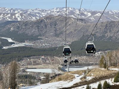 Манжерок, канатная дорога, снегоход